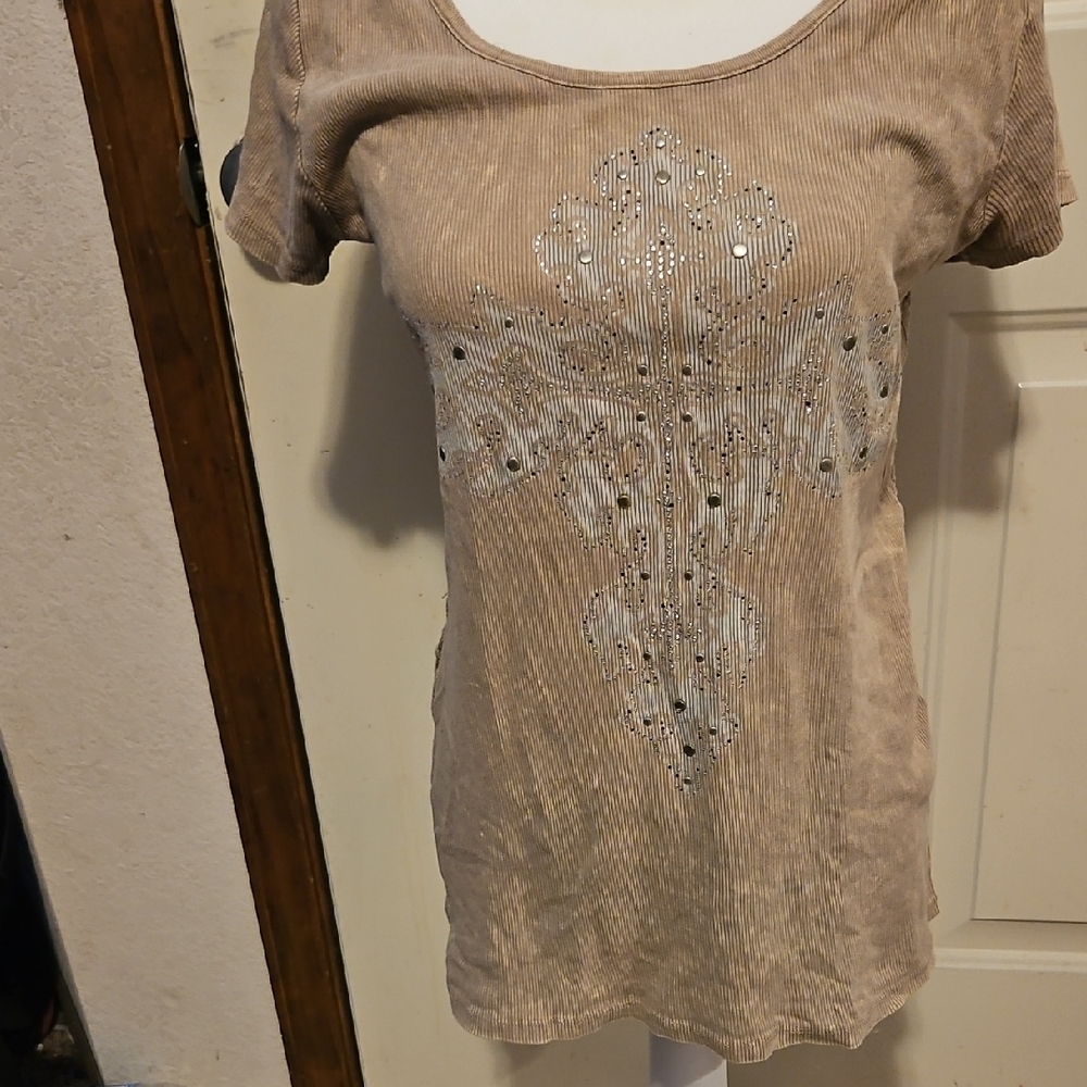 Daytrip Lace Short Sleeve Top - Taupe